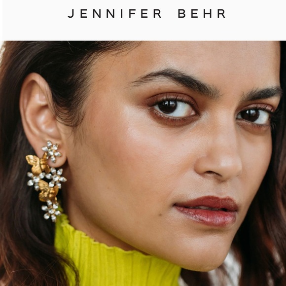 NWT Jennifer Behr Butterfly Crystal Gold Earrings - Picture 5 of 7